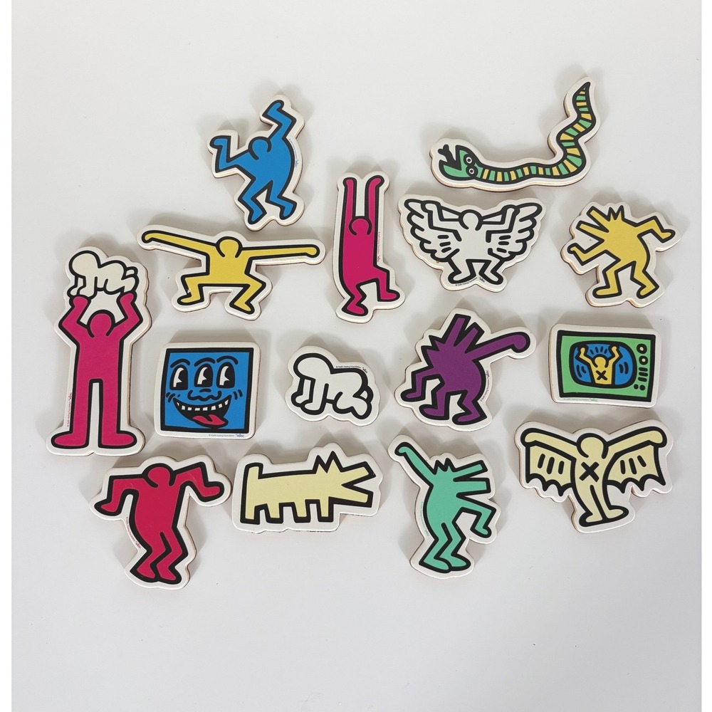 Vilac Keith Haring Wooden 15 Magnet Set Kitchen Office Pop Art